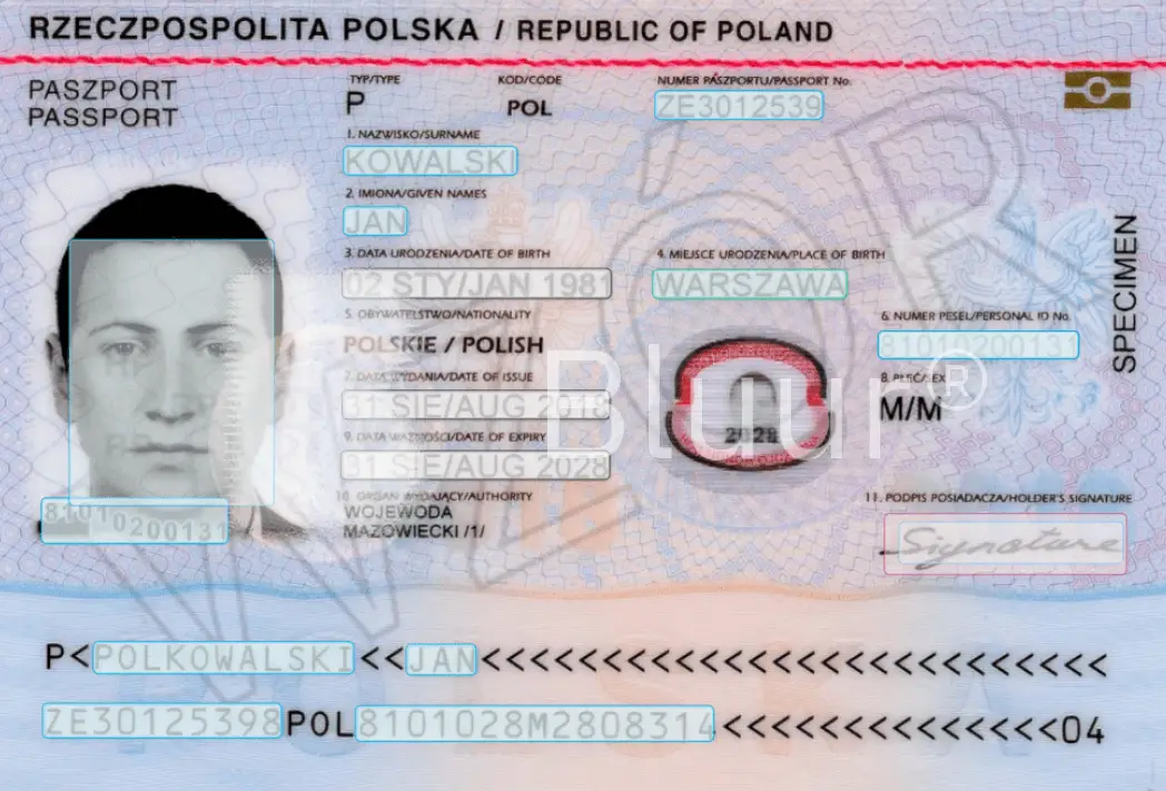 Polish passport anonymization