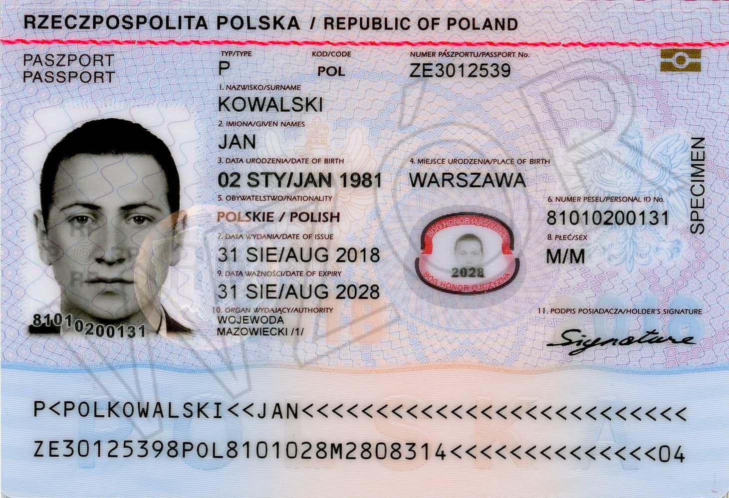 Polish passport anonymization